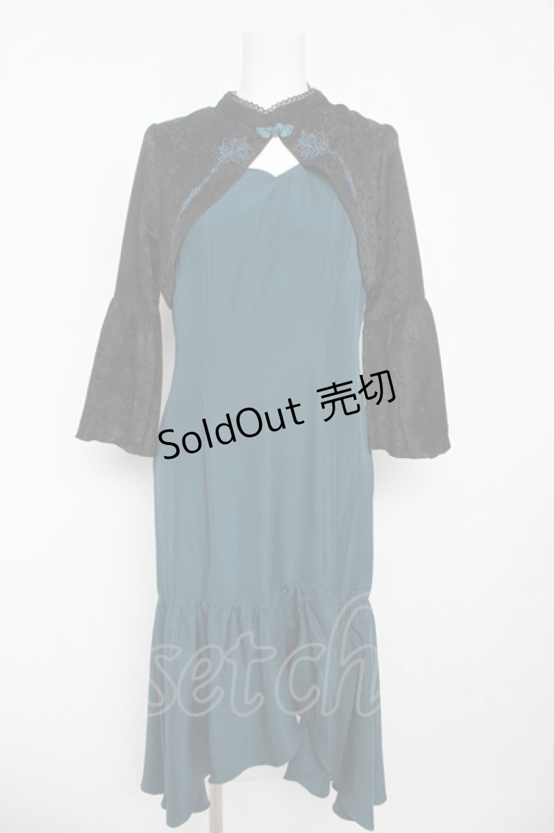 画像1: axes femme POETIQUE / ロータス刺繍チャイナワンピース M Bグリーン Y-26-03-13-106-AX-OP-SZ-ZY (1)