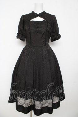 画像1: axes femme kawaii / チャイナ釦ジャガードワンピ M 黒 Y-26-03-13-107-AX-OP-SZ-ZY