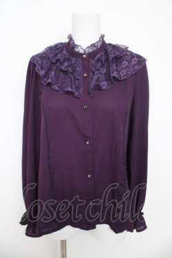 画像1: axes femme kawaii / レースフリル長袖ブラウス M パープル Y-26-03-13-014-AX-BL-SZ-ZY