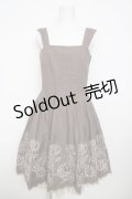 Emily Temple cute / バラ＆ウサギラメ刺繍ノースリーブワンピース M ブラウン Y-26-03-13-124-ET-OP-SZ-ZY