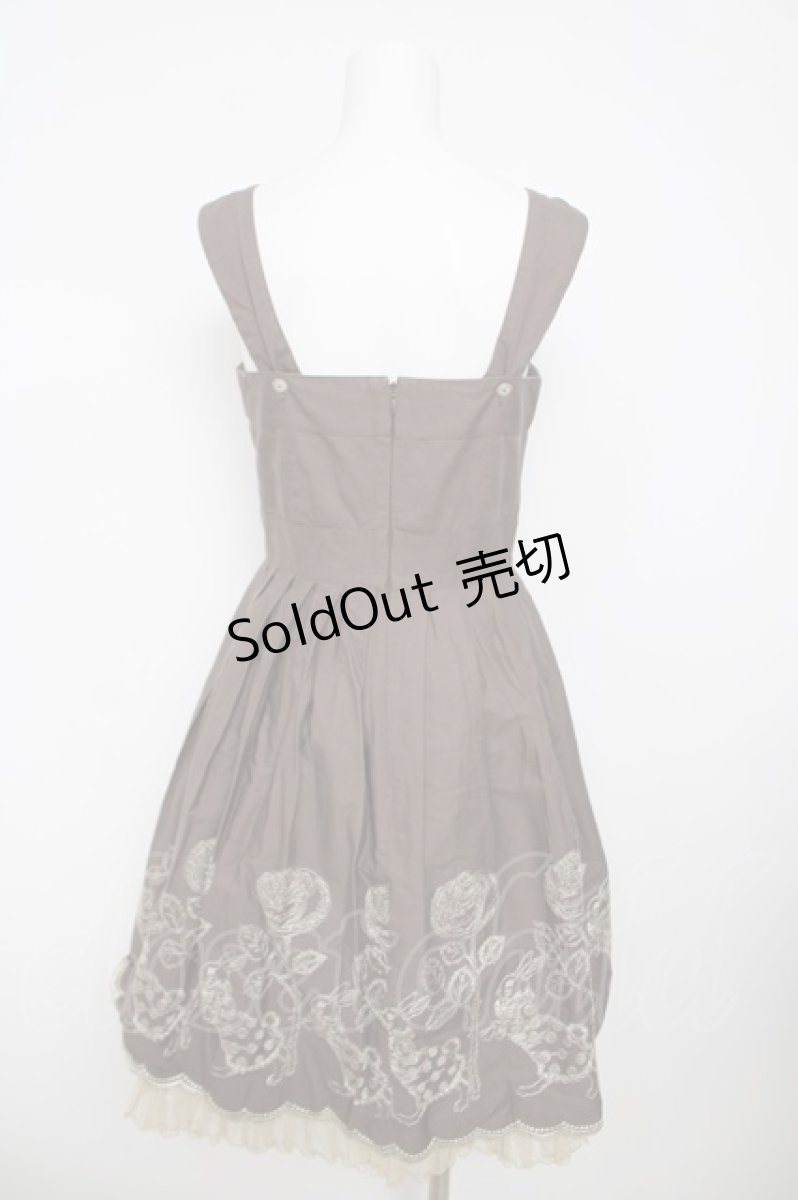画像2: Emily Temple cute / バラ＆ウサギラメ刺繍ノースリーブワンピース M ブラウン Y-26-03-13-124-ET-OP-SZ-ZY (2)