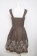 画像2: Emily Temple cute / バラ＆ウサギラメ刺繍ノースリーブワンピース M ブラウン Y-26-03-13-124-ET-OP-SZ-ZY (2)