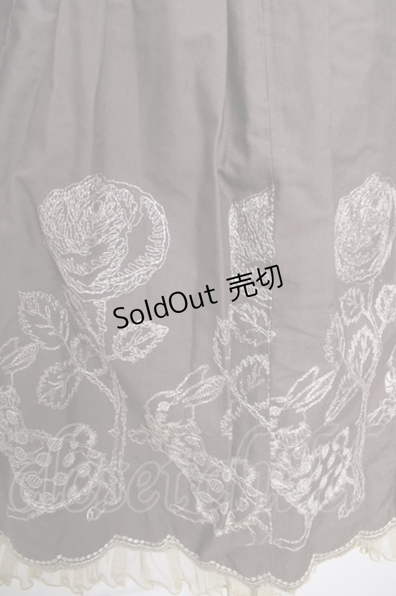 画像3: Emily Temple cute / バラ＆ウサギラメ刺繍ノースリーブワンピース M ブラウン Y-26-03-13-124-ET-OP-SZ-ZY (3)