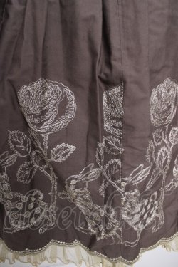 画像3: Emily Temple cute / バラ＆ウサギラメ刺繍ノースリーブワンピース M ブラウン Y-26-03-13-124-ET-OP-SZ-ZY