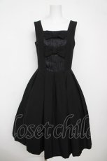 画像1: Emily Temple cute / ドットジャガードリボンノースリーブワンピース M 黒 Y-26-03-13-125-ET-OP-SZ-ZY (1)