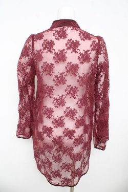 画像2: axes femme kawaii / シースルーチャイナブラウス M ワイン Y-26-03-13-015-AX-BL-SZ-ZY