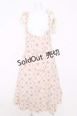 画像1: metamorphose / プチフラワープリントエプロン風ジャンパースカート  ピンク Y-26-03-13-129-ME-OP-SZ-ZY