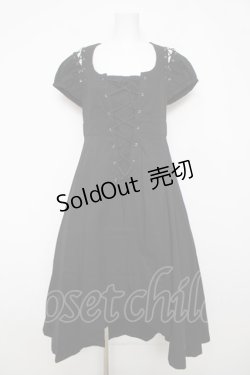 画像1: BPN / 編み上げロングワンピース M 黒 Y-26-03-13-133-GO-OP-SZ-ZY