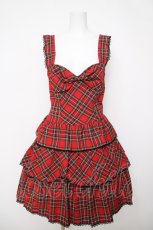 画像1: Heart E / タータンチェック3段スカートのサンドレス 9号 赤 Y-26-03-13-134-LO-OP-SZ-ZY (1)