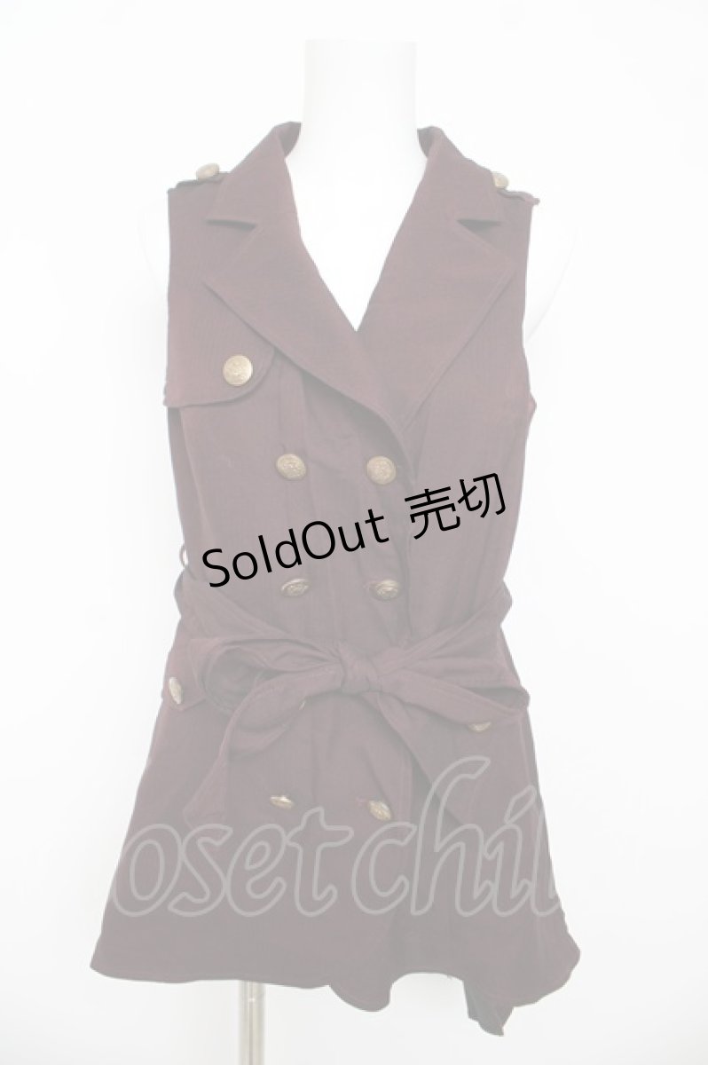 画像1: axes femme POETIQUE / バックプリーツロングベスト M ワイン Y-26-03-13-019-AX-TO-SZ-ZY (1)