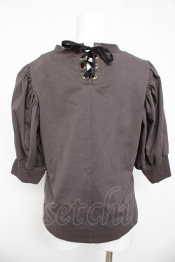 画像2: axes femme POETIQUE / おかしなお茶会パフ袖Tシャツ M チャコール Y-26-03-13-021-AX-TO-SZ-ZY