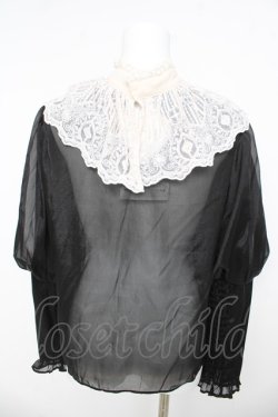 画像2: axes femme NOSTALGIE / レース襟付シフォンブラウス F 黒 Y-26-03-13-002-AX-BL-SZ-ZY