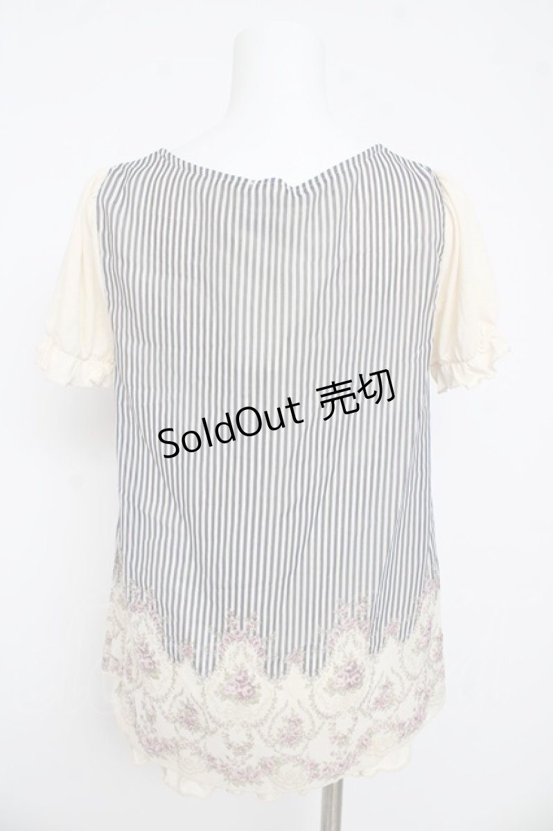 画像2: axes femme / 巻きバラ付きストライプ柄プルオーバー M 生成り Y-26-03-13-024-AX-TO-SZ-ZY (2)