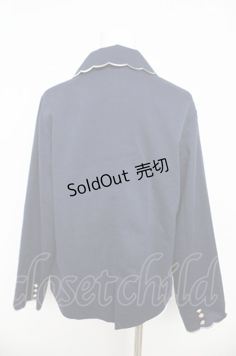 画像2: axes femme / スカラップ刺繍ダブルジャケット F 紺 Y-26-03-13-027-AX-JA-SZ-ZY (2)