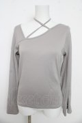 axes femme / ストラップ風リボンカットソー F グレー Y-26-03-13-032-AX-TO-SZ-ZY