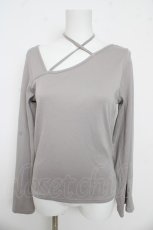 画像1: axes femme / ストラップ風リボンカットソー F グレー Y-26-03-13-032-AX-TO-SZ-ZS (1)