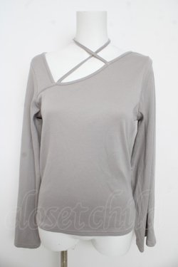 画像1: axes femme / ストラップ風リボンカットソー F グレー Y-26-03-13-032-AX-TO-SZ-ZY