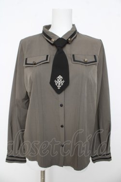 画像1: axes femme / ミリタリー風ブラウス M カーキ Y-26-03-13-033-AX-BL-SZ-ZY