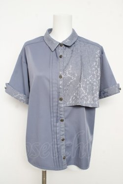 画像1: axes femme / ジャカード切替シャツ F ブルー Y-26-03-13-034-AX-BL-SZ-ZY