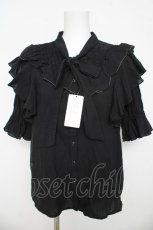 画像1: axes femme / リボンデザインコットンブラウス F 黒 Y-26-03-13-037-AX-BL-SZ-ZY (1)