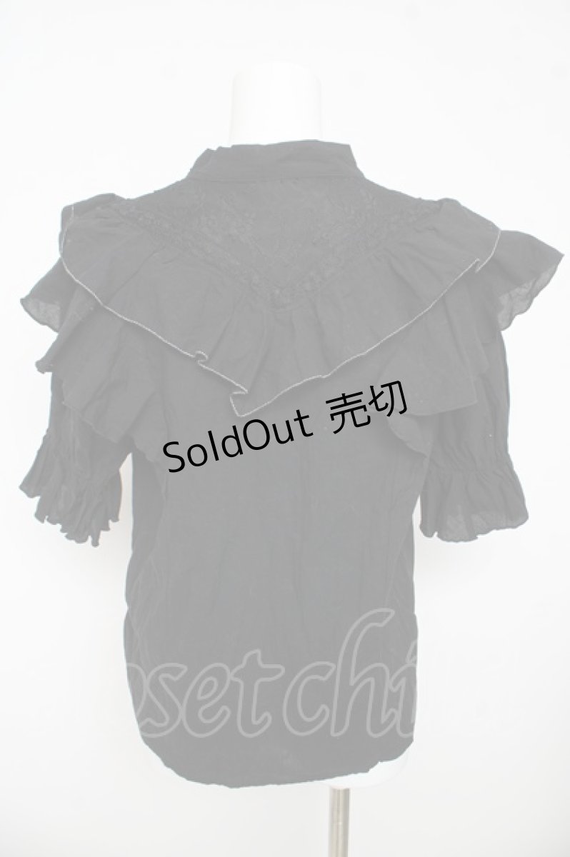 画像2: axes femme / リボンデザインコットンブラウス F 黒 Y-26-03-13-037-AX-BL-SZ-ZY (2)