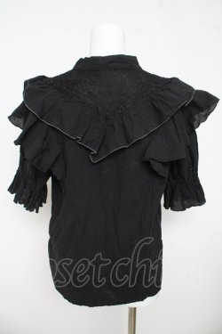 画像2: axes femme / リボンデザインコットンブラウス F 黒 Y-26-03-13-037-AX-BL-SZ-ZY