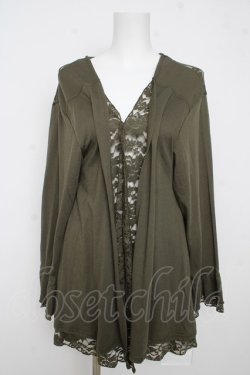 画像1: axes femme / レース重ねUVトッパーカーデ L グリーン Y-26-03-13-040-AX-TO-SZ-ZY