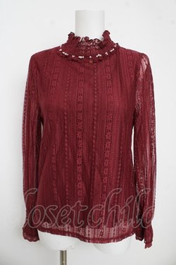 画像1: axes femme / 総レースプチスタンドプルオーバー M ワイン Y-26-03-13-041-AX-TO-SZ-ZY