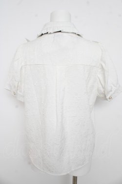 画像2: axes femme POETIQUE / バラふくれジャガード半袖ブラウス M 白 Y-26-03-13-004-AX-BL-SZ-ZY