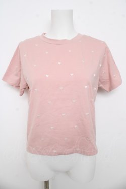 画像1: evelyn / ハート刺繍Tシャツ  ピンク Y-26-03-13-044-LO-TS-SZ-ZY