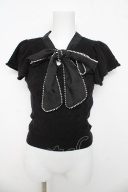 画像1: evelyn / リボンパールニット  黒 Y-26-03-13-045-LO-TO-SZ-ZY