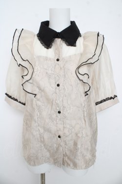 画像1: Rojita / 配色レースシアーブラウス F ベージュ Y-26-03-13-046-LO-BL-SZ-ZY