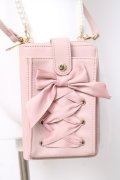 axes femme POETIQUE / レースアップスマホポシェット  ピンク Y-26-03-16-039-AX-ZA-SZ-ZY