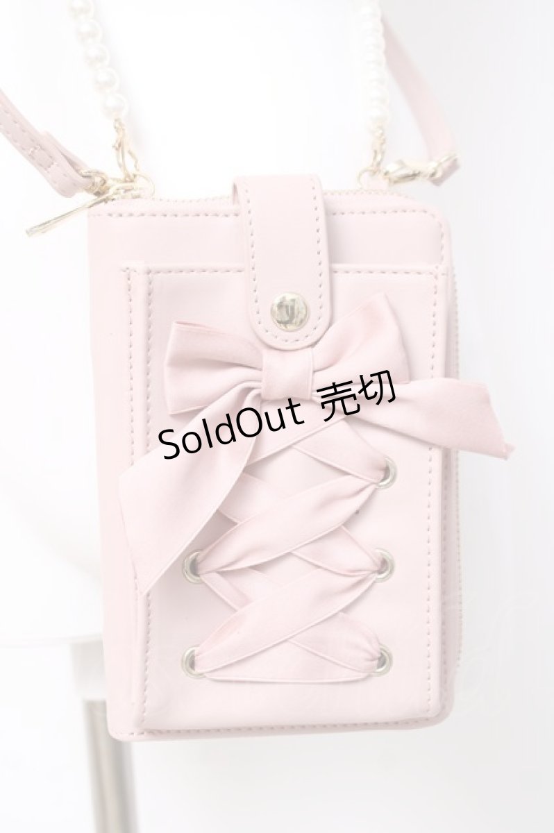 画像1: axes femme POETIQUE / レースアップスマホポシェット  ピンク Y-26-03-16-039-AX-ZA-SZ-ZY (1)