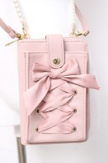 画像1: axes femme POETIQUE / レースアップスマホポシェット  ピンク Y-26-03-16-039-AX-ZA-SZ-ZY (1)