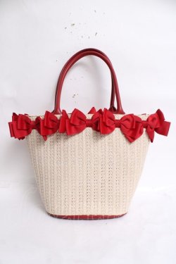 画像2: ｍ petit by misako / AMリボンツキカゴトート  赤 Y-26-03-16-048-LO-BG-SZ-ZY