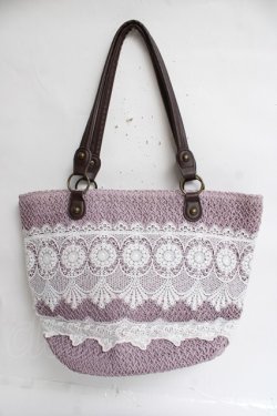 画像2: axes femme / 雑材×レーストートバッグ  ピンク Y-26-03-16-050-AX-BG-SZ-ZY