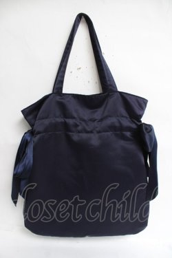 画像2: Maison de FLEUR / ダブルリボンギャザートートバッグ F ネイビー Y-26-03-16-051-LO-BG-SZ-ZY