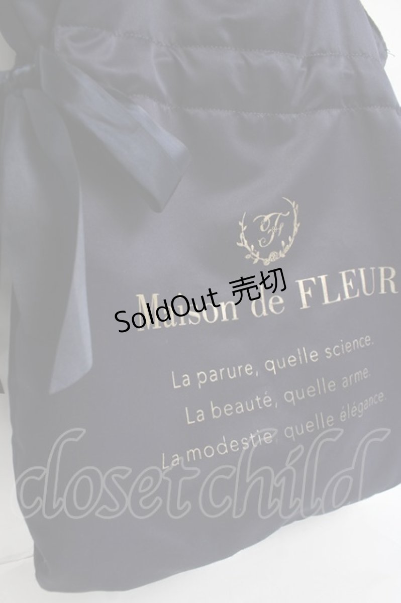 画像3: Maison de FLEUR / ダブルリボンギャザートートバッグ F ネイビー Y-26-03-16-051-LO-BG-SZ-ZT501 (3)