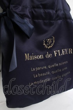 画像3: Maison de FLEUR / ダブルリボンギャザートートバッグ F ネイビー Y-26-03-16-051-LO-BG-SZ-ZY