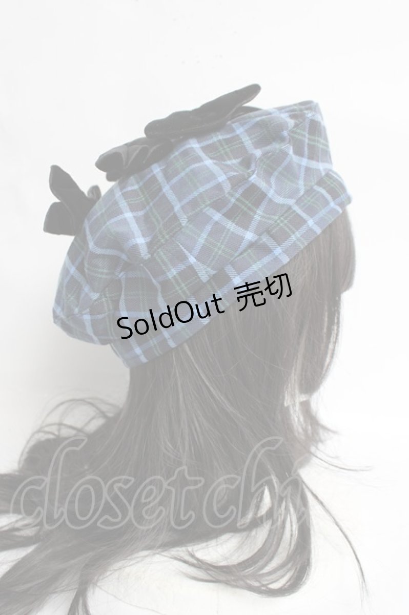 画像3: axes femme kawaii / タータンチェックベレー帽  ブルー Y-26-03-16-060-AX-AC-SZ-ZTK048 (3)