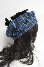 画像3: axes femme kawaii / タータンチェックベレー帽  ブルー Y-26-03-16-060-AX-AC-SZ-ZTK048 (3)