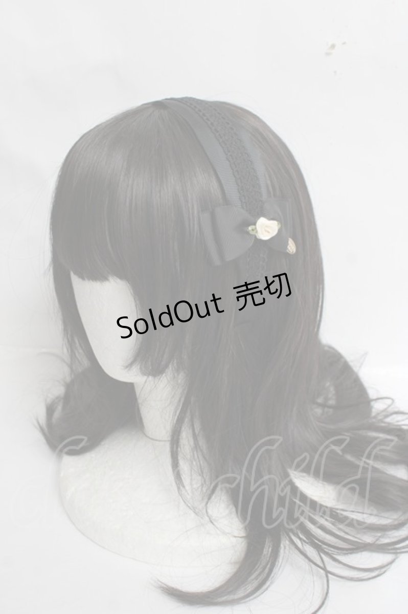 画像1: m petit by misako / NINA'sコラボ AM*NIフラワーカチューシャ  中黒 Y-26-03-16-075-LO-AC-SZ-ZY (1)