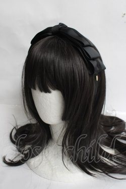 画像1: ｍ petit by misako / AM*NIリボンカチューシャ  中黒 Y-26-03-16-076-LO-AC-SZ-ZY