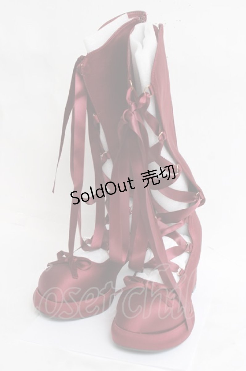 画像1: axes femme POETIQUE / レースアップサテンシューズ L ワイン Y-26-03-16-083-AX-SH-SZ-ZY (1)