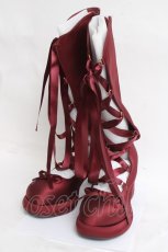 画像1: axes femme POETIQUE / レースアップサテンシューズ L ワイン Y-26-03-16-083-AX-SH-SZ-ZY (1)