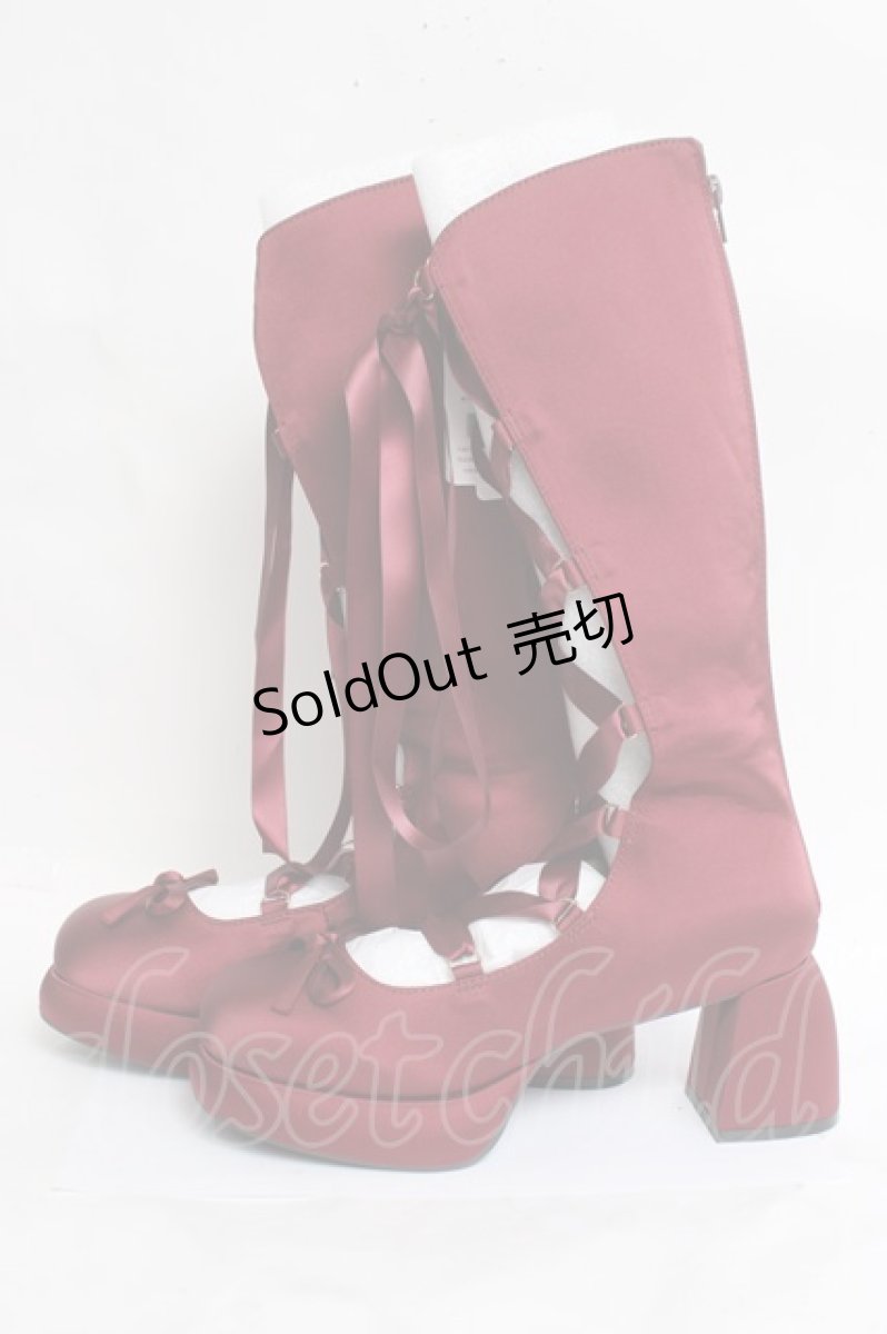 画像2: axes femme POETIQUE / レースアップサテンシューズ L ワイン Y-26-03-16-083-AX-SH-SZ-ZY (2)