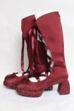 画像2: axes femme POETIQUE / レースアップサテンシューズ L ワイン Y-26-03-16-083-AX-SH-SZ-ZY (2)