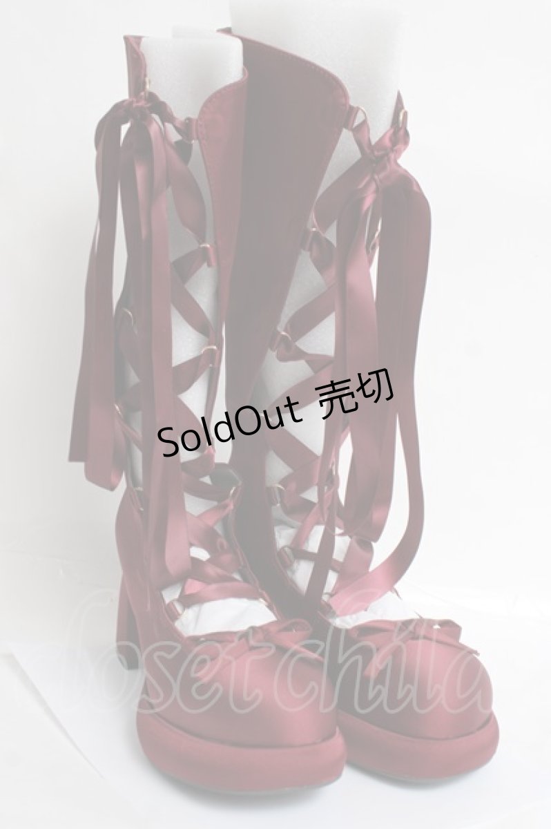 画像5: axes femme POETIQUE / レースアップサテンシューズ L ワイン Y-26-03-16-083-AX-SH-SZ-ZY (5)