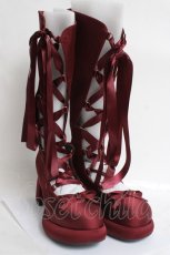 画像5: axes femme POETIQUE / レースアップサテンシューズ L ワイン Y-26-03-16-083-AX-SH-SZ-ZY (5)